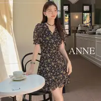 在飛比找蝦皮商城優惠-ANNE｜雪紡碎花洋裝 雪紡洋裝【AD20271】V領短袖洋