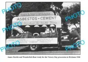 OLD 8x6 PHOTO JAMES HARDIE ASBESTOS ADVERTISING TRUCK c1946 BRISBANE