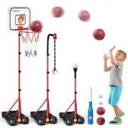 4 in 1 Indoor Mini Basketball Hoop for Kids, Hanging Tee Baseball Set with Ad...