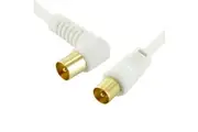 Right Angle Plug White TV Antenna Cable Flylead Cord Coax Lead PAL Male