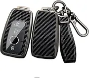 ontto Alloy Car Key fob Cover Fit for Mercedes Benz A C E S G Class GLC CLE CLA GLB GLS W177 W205 W213 W222 X167 AMG Key case Keyring PVC Key Shell Holder keychian Accessories 3/4 Buttons Black