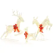 Costway3-Piece Lighted Christmas Reindeer Family with LED Lights and Bows