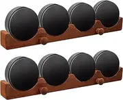 Beeveer 2 Pcs Hockey Puck Display Case Holder for 4 Pucks Wooden Wall Rack Holder with Hooks for Hockey Player Coaching Team Grandfather Wooden Gift for Father