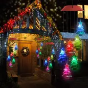 2pcs LED Solar Christmas Tree Wind Chime Lights -Red