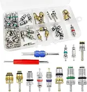 Veulrn 102Pcs Air Conditioning Valve Core Valve Cores A/C R12 R134a Accessories Kit, Valve Stem Cores Repair Tool Assortment