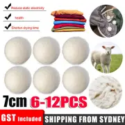 6-12Pcs Reusable Softener Natural Sheep Organic Fabric Wool Dryer Balls Laundry