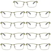 9 PK Men Reading Glasses Anti Blue Light Brass Metal Frame Spring Hinge Readers