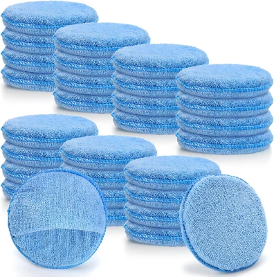 20 Pack Microfiber Wax Applicator Pad for Car Detailing, Blue