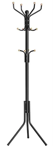 Metal Coat Rack Stand Hat Hanger, Black, 182cm
