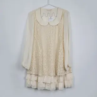 0918 專櫃 2015年春季款蕾絲拼接雪紡層次裙擺連身洋裝珍藏 DM目錄款 粉 黃 兩色 洋裝 當季搶手貨！