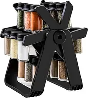 SHENMAIDAY Rotating Ferris Wheel Spice Rack with 18 Glass Spice Jars, 360° Rotating Ferris Wheel Spice Rack, Kitchen Condiment Storage, Suitable for Kitchen
