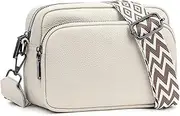[LOXOMU] Crossbody Bags for Women, Small Leather Camera Handbag Ladies Cross Body Bag with Adjustable Guitar Wide Strap for Travel