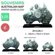 Australian Souvenirs Map Clock Movement Bedside Silver Aussie Gift Bulk Large
