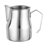 Milk Frothing Pitcher, 12oz/350ml with Handle for Home Cafe, Silver