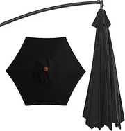 2.7/3m UV Protection Sunshade Umbrella Cover, Garden Umbrella Cover Waterproof Beach Canopy Replacement Cover 8Ribs for Cantilever Umbrella, Offset Umbrella, Pool Umbrella(Black,3M-8Ribs)