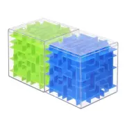 2 Pcs Labyrinth Puzzle Box, Puzzle Cube Game Puzzle Box (Blue/Green, 3.15-Inch)