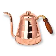 Vintage Style Copper Metal Gooseneck Kettle - Kitchenware Teapot Wood Handle