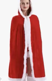 Christmas Red Cape Cloak Hooded Costume Santa Winter Small