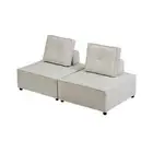 Foret 2pc Armless Seat Modular Extension Lounge Couch Velvet Fabrics Sofa Beige