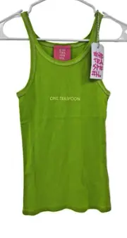 One Teaspoon Womens Lime Green Logo Singlet Ribbed Tank Top Cotton Size S NWT
