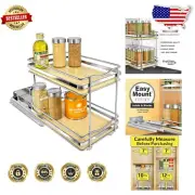Easy-Mount Spice Cabinet Organizer - 2-Tier Slide-Out Shelf with Rustic Elegance