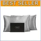 100% Mulberry Silk Pillowcase Set - Standard Silver, Luxurious Comfort (2 Pack)