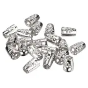 20pcs Bell Stopper Cord Locks Ends Sliding Fastener Toggle for Lanyard, Silver