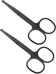 MERRYHAPY 2pcs Stainless Steel Grooming Shears for Nose Hair Trimming Precision Scissors with Rounded Tips Ergonomic Design for Safe Easy Use for Men and Women
