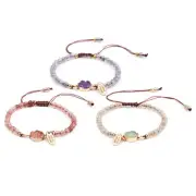 Handmade Faceted Stone Bead Bracelet | Adjustable Woven Natural Crystal Charm