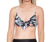 ROXY Women's Size S Beach Classics Bikini Swimsuit Triangle Hibiscus Black Pink