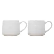 2pc Mikasa Farmhouse Star Stoneware Coffee Mugs Cups 380ml White