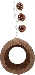 ERINGOGO Coconut Shell Parrot Hut Natural Bird Nest Swing for Pets Comfortable Bird Sleeping Tent Habitat for Parrots Budgies and Cockatiels