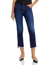 Mother The Insider High Rise Crop Step Fray Bootcut Jeans in Off Limits