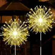 2X LED Solar Power Firework Lights Garden Stake Light Outdoor Christmas Decor