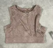 Tahari Sport Cami Sports Bra Size Medium Taupe Tonal Snake Print Athleisure Wear