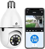 Light Bulb Security Camera 1080P, Free Cloud Storage Wireless Security Camera with 2.4GHz/5GHz WiFi,360 Degree Pan/Tilt Human Motion Detection Two Way Audio Color Night Vision (1 Pack)