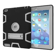 MCC Stylish Shockproof iPad mini 1 2 3 Case Cover Heavy Duty Kids Apple [Black+Grey]
