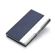 Office Business Card Holder High-end Creative Simple Metal Fiber Business Card Box Storage Box-Blue