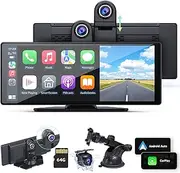 [aphqua] Wireless Apple Carplay &Android Auto,9.3'' Carplay Screen,Apple Car Play with Lifting 2.5K Dash Cam,1080P Backup Camera,Drive Mate Carplay Box withSiri/FM/Bluetooth for 99% Car Models