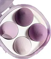 LeoLeoyy Makeup Sponge Powder Puff,Blending Foundation Sponge Set Makeup Tool with Case,4pcs for Cream, Powder and Liquid (Purple White)