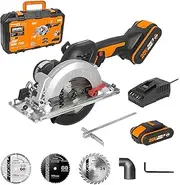 [WORX] 20V MAX Brushless 120mm Compact Circular Saw WX531.5 with 2 Batteries and 3 Blades