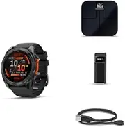 Garmin Fenix 8 Wellness Bundle - Fenix 8, 51mm, AMOLED, Slate Gray, Index™ S2, Black, Index BPM & Garmin USB-A Charging/Data Cable (0.5 m)