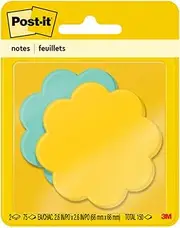 Post-it Super Sticky Notes, 3 in x 3 in, Daisy Shape, Assorted Colors, 2 Pads/Pack, 75 Sheets/Pad (7350-DSY)