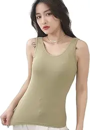 [SHWING] Women's Modal Camisole Tank Tops - Basic Cami Tank Tops Women,Stretchy Camisoles Cotton Spandex Undershirts Adjustable Spaghetti Strap Green