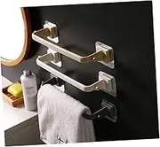 2Pcs Plastic Towel Rack No Punch Towel Bar for Bathroom Kitchen Space Saving Towel Hanger Durable White Black Design Easy to Install Storage
