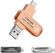 Personalized OTG USB Flash Drive, Custom Swivel 4 in 1 Multifunctional USB 3.0 Memory Stick Thumb Drive, Ideal for Business Events, Corporate Gifts and Promotional Giveaways (128 GB,100 PCS)