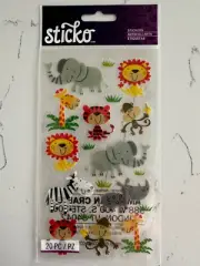 Sticko Autocollant Zoo Cuties Stickers Zebra Rhino Tiger Monkey Elephant Lion