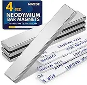 MIKEDE Strong Neodymium Bar Magnets, 4 Pack Rare Earth Magnets Neodymium Magnets with Double-Sided Adhesive for Craft, Fridge, Kitchen, Office - 60 x 10 x 3 mm