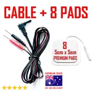 TENS EMS ELECTRODE PADS CABLE + 5cm x 5cm x 8 PREMIUM PADS ⭐⭐⭐⭐⭐