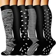 [BLUEENJOY] Copper Compression Socks for Women & Men (6 Pairs) - Best Support for Nurses, Running, Hiking, Recovery